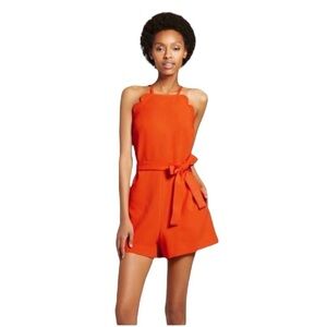 Victoria Beckham for Target Halter Shorts Romper with Scalloped Details - Orange